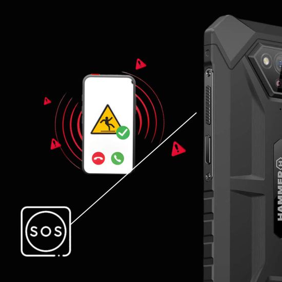Smartphone de emergencia PRO Hammer iron V para asegurar la protección del trabajador aislado DUERP