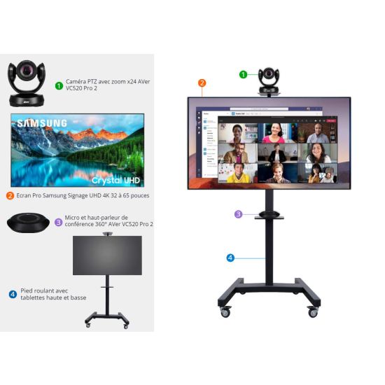 Kit de videoconferencia AVer x Samsung + soporte rodante