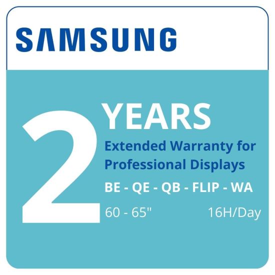 extension de garantie Samsung 2 ans - écrans professionnels 60/65 pouces, fonctionnement 16h/jour