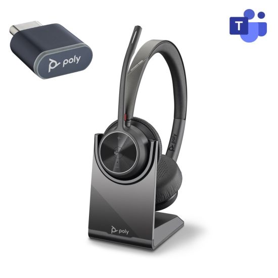 Auriculares Bluetooth USB-C 4320 MS Teams Poly con base de carga