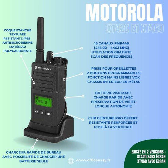 Pack de 6 Motorola XT460 - Walkie talkie sin licencia - RMP0166BDLAA - puntos fuertes