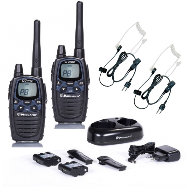 Product Image for Kit de 2 Midland G7 Pro + Auriculares Bodyguard - Walkie Talkie sin Licencia