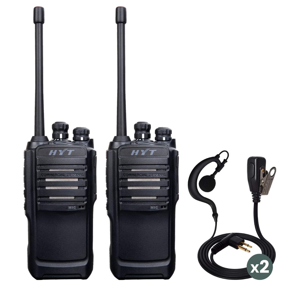 Product Image for Pack de 2 HYT TC 446S ENH + 2 auriculares confort - Walkie Talkie Profesional HYT