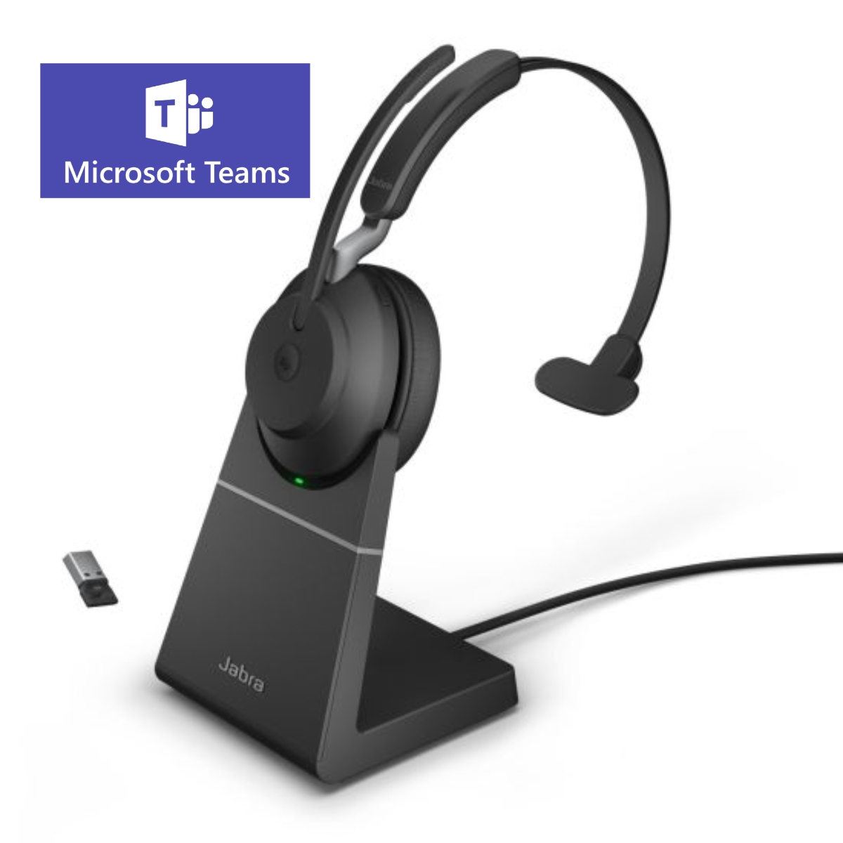 Product Image for Jabra Evolve2 65 Mono MS (dongle USB-A) con base de carga - Auriculares Telefonicos
