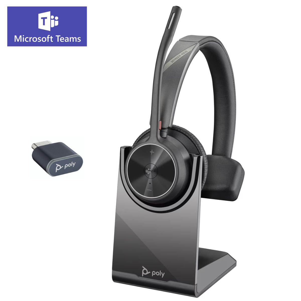 Product Image for Poly Voyager 4310 MS Teams con Dongle USB-C y Base de carga - Auriculares Telefonicos