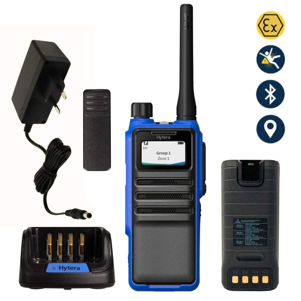 Product Image for Hytera HP715 Ex IIC UHF - Hombre Caído Bluetooth GPS - Walkie Talkie Con Licencia