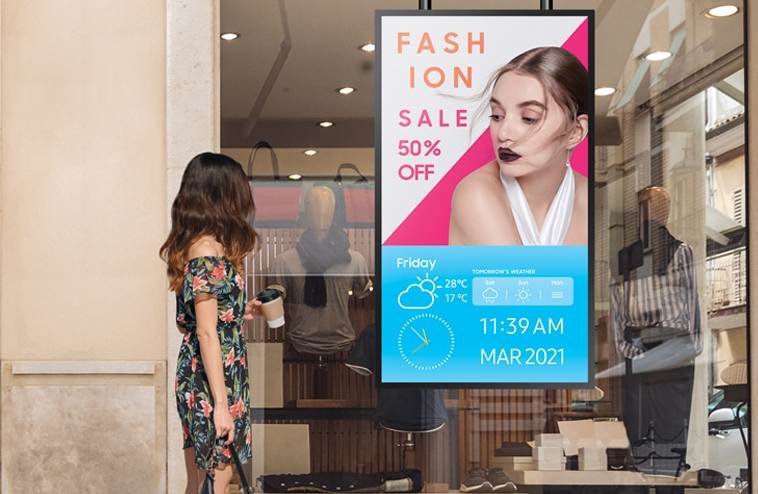 ecran vitrine luminosité