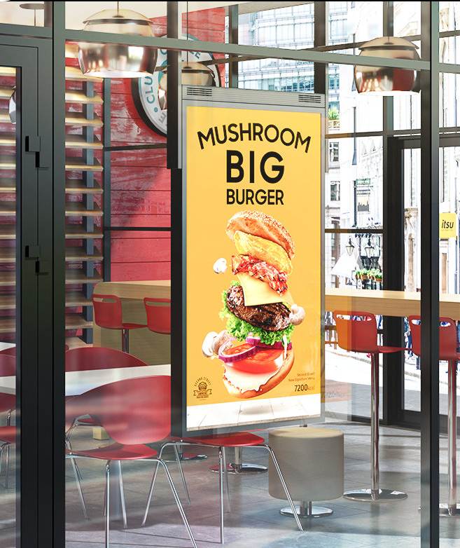 ecran vitrine haute lumière pour restaurant