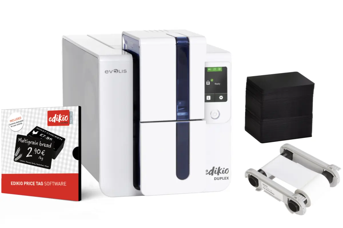 Edikio Price Tag Duplex - impresora de doble cara para etiquetas de precio en tarjetas plásticas