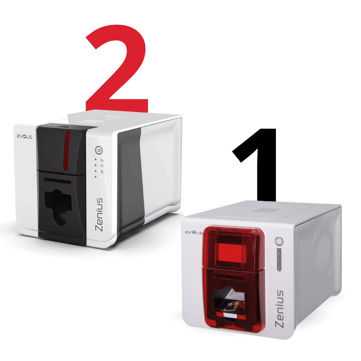 Comparación de diseños Evolis ZENIUS 1 VS Evolis ZENIUS 2