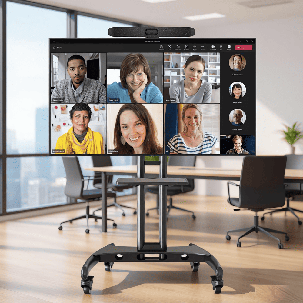 Kit de Videoconferencia Poly Studio V12 con pantalla Samsung y soporte rodante