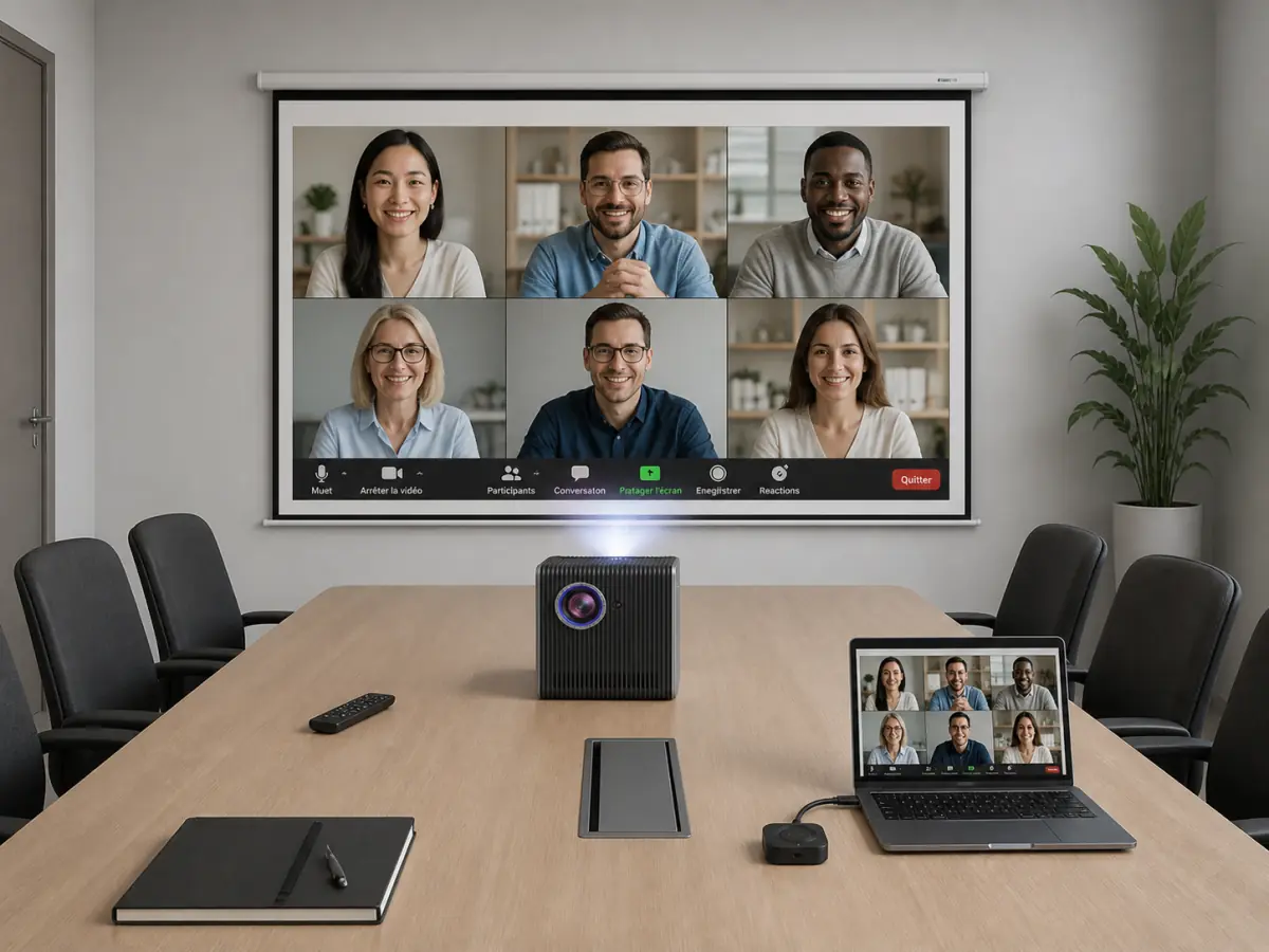 Kit videoconferencia proyector todo en uno y pantalla Oray