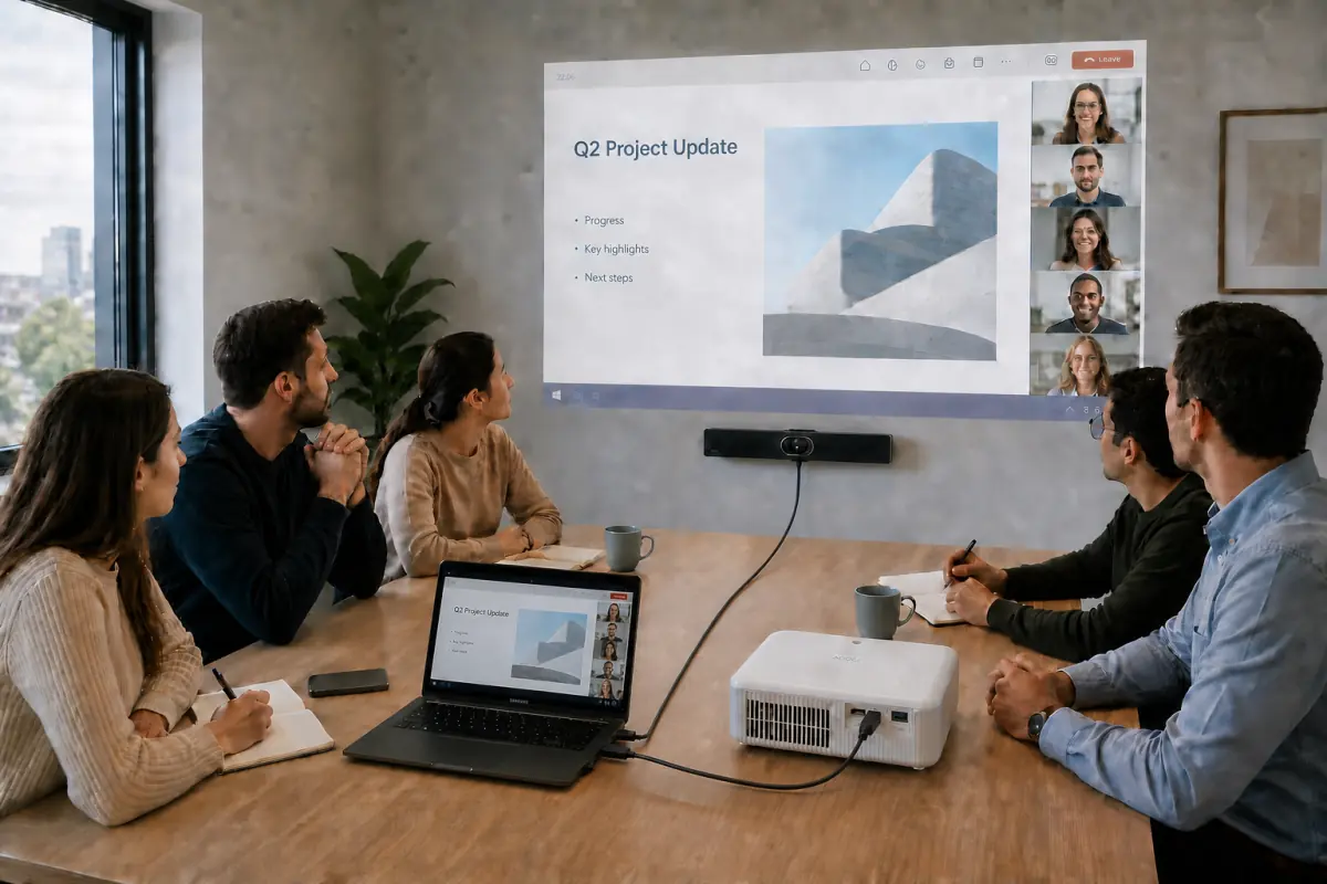 Kit videoconferencia proyector y barra USB